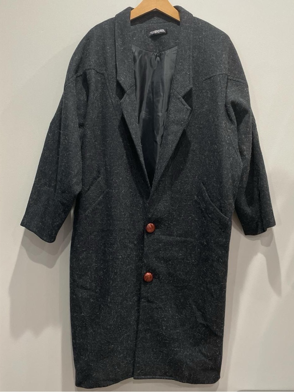 Women's Dark Gray Oversized Trench Coat with Notch Lapel